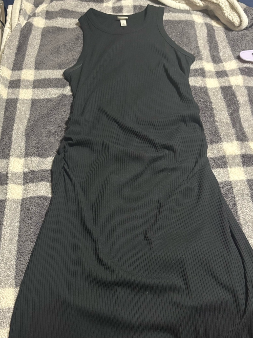 a new day Black Ribbed Maxi Tank Dress
